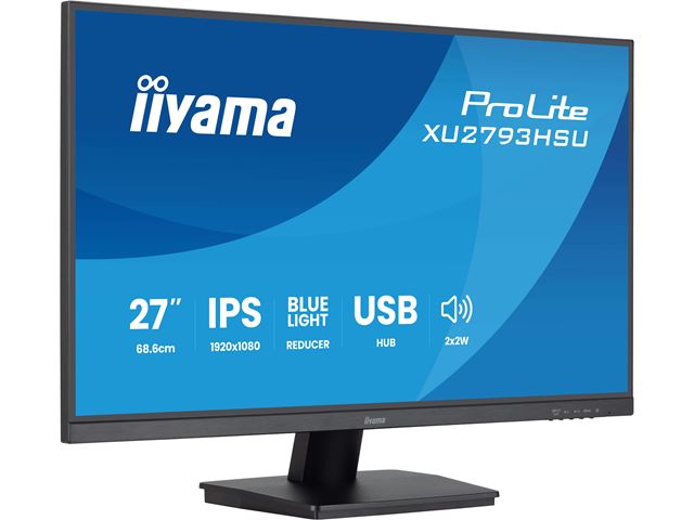 iiyama ProLite monitor XU2793HSU-B7, 27" 3-side borderless design, IPS, HDMI, DisplayPort, FreeSync, Flicker free, 100hz refresh rate image 2