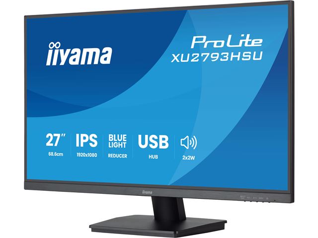 iiyama ProLite monitor XU2793HSU-B7, 27" 3-side borderless design, IPS, HDMI, DisplayPort, FreeSync, Flicker free, 100hz refresh rate image 3