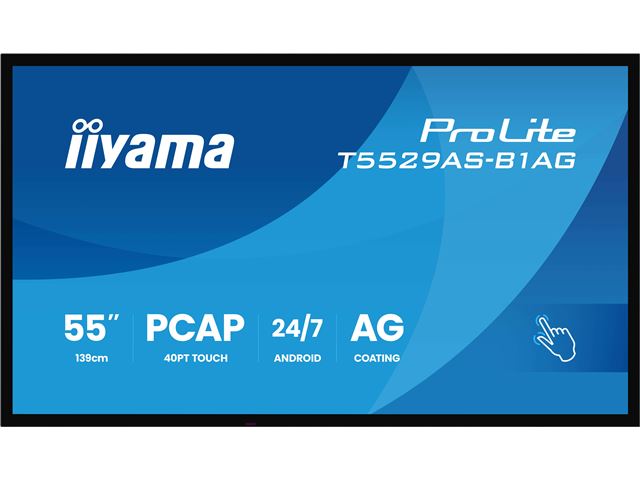 iiyama ProLite monitor T5529AS-B1AG 55", all-in-one P-Cap 20pt Touch, 4K, VA DLED panel Touch Screen with Android OS image 0