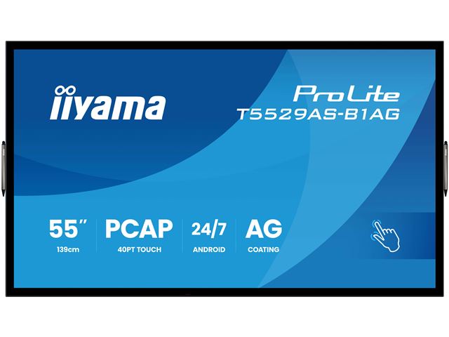 iiyama ProLite monitor T5529AS-B1AG 55", all-in-one P-Cap 20pt Touch, 4K, VA DLED panel Touch Screen with Android OS image 1
