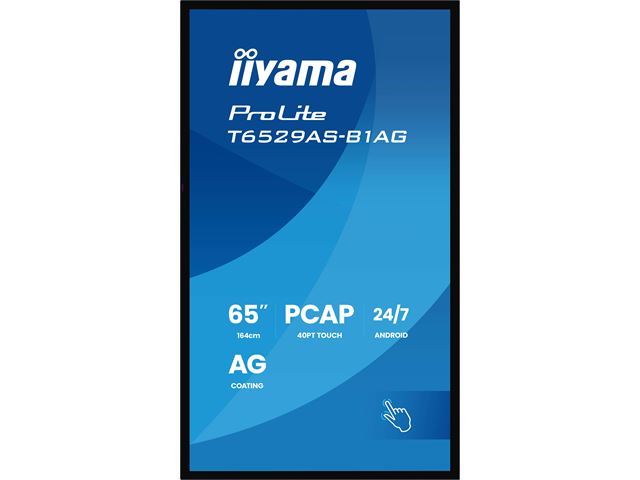 iiyama ProLite monitor T6529AS-B1AG 65", all-in-one P-Cap 20pt Touch, 4K, VA DLED panel Touch Screen with Android OS image 2