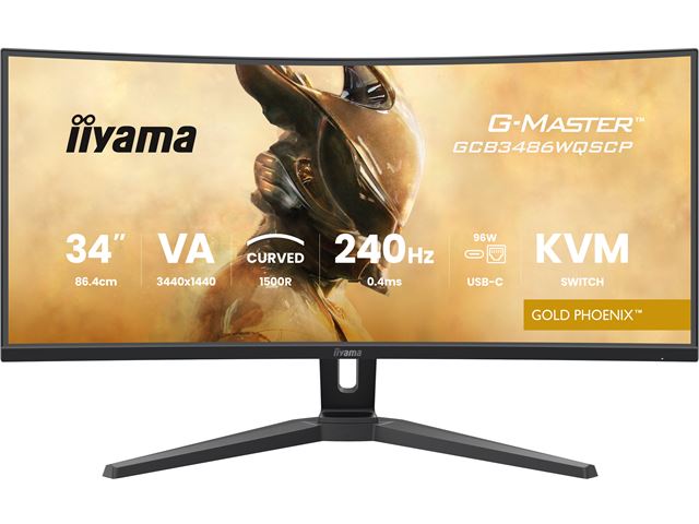 iiyama G-Master Gold Phoenix curved gaming monitor GCB3486WQSCP-B1 34" Black, 3440 x 1440, 0.4ms, 240hz, KVM Switch, FreeSync, HDMI, Display Port, Height Adjustable image 0