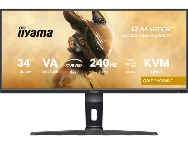 iiyama G-Master Gold Phoenix curved gaming monitor GCB3486WQSCP-B1 34" Black, 3440 x 1440, 0.4ms, 240hz, KVM Switch, FreeSync, HDMI, Display Port, Height Adjustable image 1