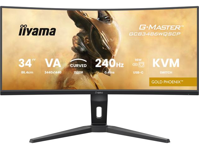 iiyama G-Master Gold Phoenix curved gaming monitor GCB3486WQSCP-B1 34" Black, 3440 x 1440, 0.4ms, 240hz, KVM Switch, FreeSync, HDMI, Display Port, Height Adjustable image 2