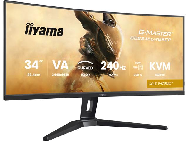 iiyama G-Master Gold Phoenix curved gaming monitor GCB3486WQSCP-B1 34" Black, 3440 x 1440, 0.4ms, 240hz, KVM Switch, FreeSync, HDMI, Display Port, Height Adjustable image 4