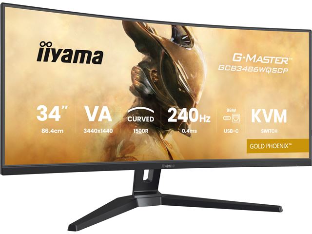 iiyama G-Master Gold Phoenix curved gaming monitor GCB3486WQSCP-B1 34" Black, 3440 x 1440, 0.4ms, 240hz, KVM Switch, FreeSync, HDMI, Display Port, Height Adjustable image 5