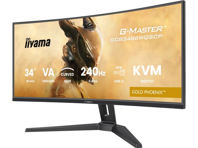 iiyama G-Master Gold Phoenix curved gaming monitor GCB3486WQSCP-B1 34" Black, 3440 x 1440, 0.4ms, 240hz, KVM Switch, FreeSync, HDMI, Display Port, Height Adjustable image 7