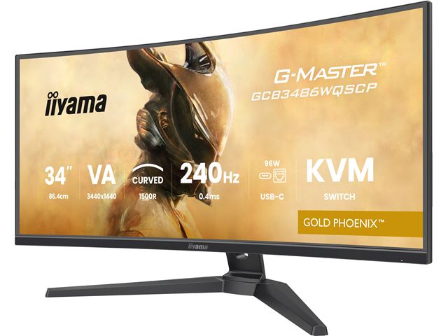 iiyama G-Master Gold Phoenix curved gaming monitor GCB3486WQSCP-B1 34" Black, 3440 x 1440, 0.4ms, 240hz, KVM Switch, FreeSync, HDMI, Display Port, Height Adjustable image 8