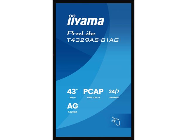 iiyama ProLite monitor T4329AS-B1AG 43", all-in-one P-Cap 20pt Touch, 4K, VA DLED panel Touch Screen with Android OS image 2