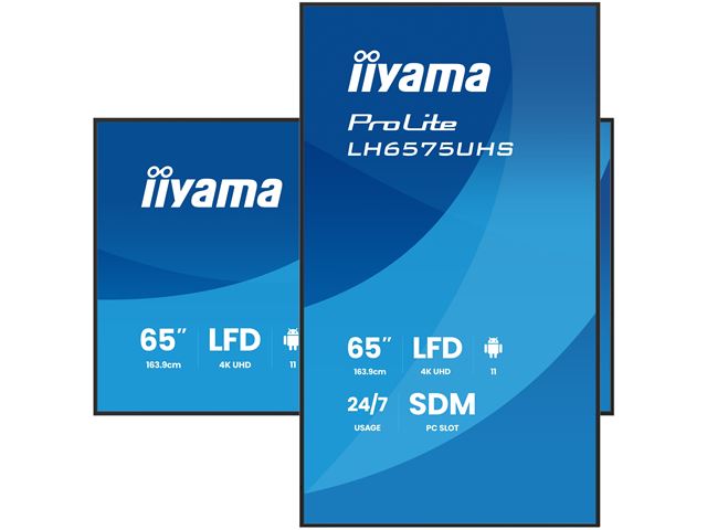 iiyama ProLite monitor LH6575UHS-B2AG 65", Digital Signage Android OS, IPS, HDMI, DisplayPort, 4K, 24/7, Landscape/Portrait, Media Player, Intel® SDM slot, Wifi, Anti-Glare image 3