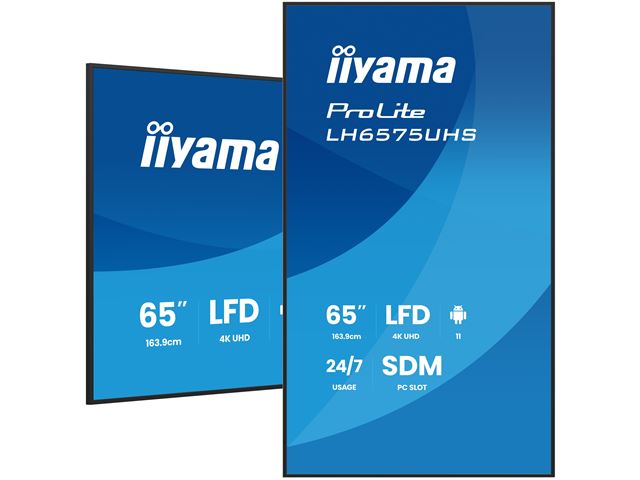 iiyama ProLite monitor LH6575UHS-B2AG 65", Digital Signage Android OS, IPS, HDMI, DisplayPort, 4K, 24/7, Landscape/Portrait, Media Player, Intel® SDM slot, Wifi, Anti-Glare image 4