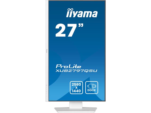 iiyama ProLite monitor XUB2797QSU-W2 27" White, IPS, WQHD, 100hz refresh rate, Ultra Slim Bezel, HDMI, Display Port, Height Adjustable.  image 1