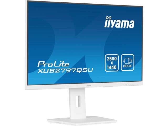 iiyama ProLite monitor XUB2797QSU-W2 27" White, IPS, WQHD, 100hz refresh rate, Ultra Slim Bezel, HDMI, Display Port, Height Adjustable.  image 4