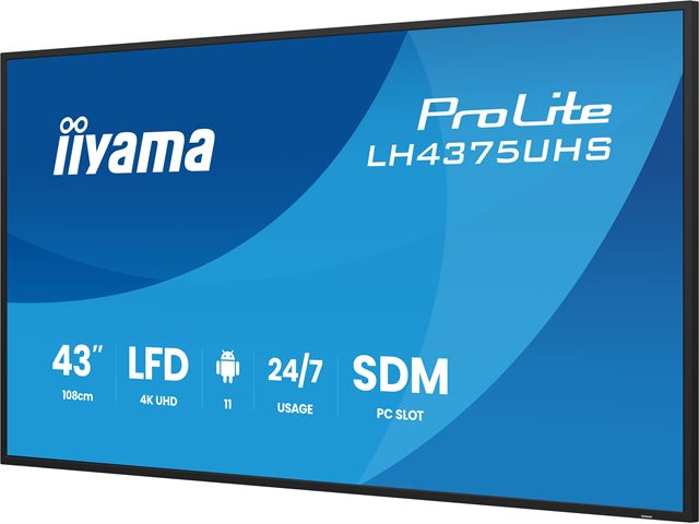 iiyama ProLite monitor LH4375UHS-B2AG 43", Digital Signage, IPS, HDMI, DisplayPort, 4K, 24/7, Landscape/Portrait, Media Player, Intel® SDM-S slot, Wifi, Anti-Glare image 5