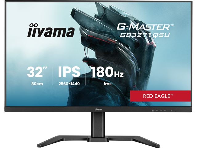 iiyama G-Master Red Eagle gaming monitor GB3271QSU-B2 32" Black, 2560 x 1440, 1ms, 180hz, FreeSync, HDMI, Display Port, Height Adjustable image 0
