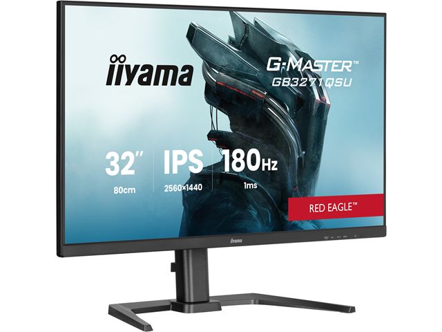 iiyama G-Master Red Eagle gaming monitor GB3271QSU-B2 32" Black, 2560 x 1440, 1ms, 180hz, FreeSync, HDMI, Display Port, Height Adjustable image 1