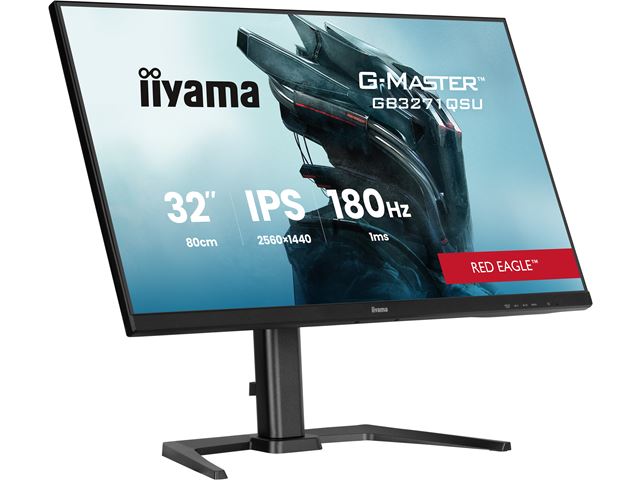 iiyama G-Master Red Eagle gaming monitor GB3271QSU-B2 32" Black, 2560 x 1440, 1ms, 180hz, FreeSync, HDMI, Display Port, Height Adjustable image 2