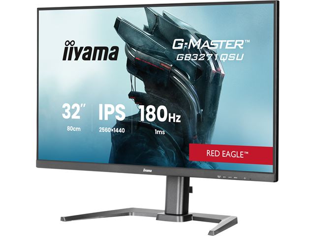 iiyama G-Master Red Eagle gaming monitor GB3271QSU-B2 32" Black, 2560 x 1440, 1ms, 180hz, FreeSync, HDMI, Display Port, Height Adjustable image 3