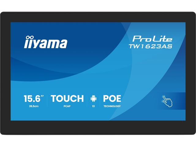iiyama ProLite TW1623AS-B3P, 15.6” Full HD PCAP 10pt touch screen with Android, iiSignage² and POE Technology image 0