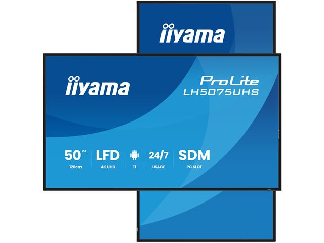 iiyama ProLite monitor LH5075UHS-B2AG 50", Digital Signage, VA, HDMI, DisplayPort, 4K, 24/7, Landscape/Portrait, iiSignage², Intel® SDM slot, Wifi, Anti-Glare image 4