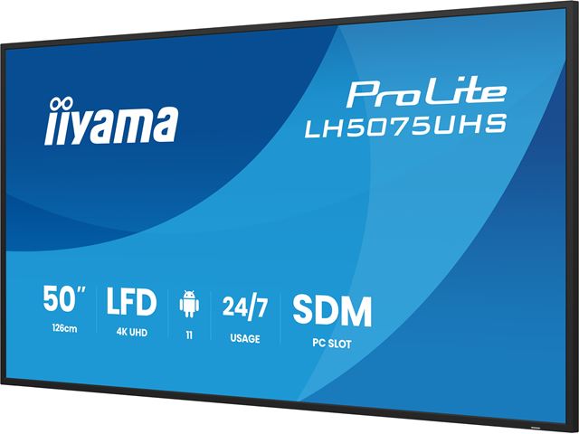 iiyama ProLite monitor LH5075UHS-B2AG 50", Digital Signage, VA, HDMI, DisplayPort, 4K, 24/7, Landscape/Portrait, iiSignage², Intel® SDM slot, Wifi, Anti-Glare image 5