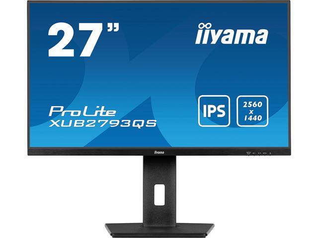iiyama ProLite XUB2793QS-B7 height adjustable monitor, 3-side borderless, IPS, WQHD res, 100 Hz, HDMI, DisplayPort, Flicker free and Blue light reducer  image 0