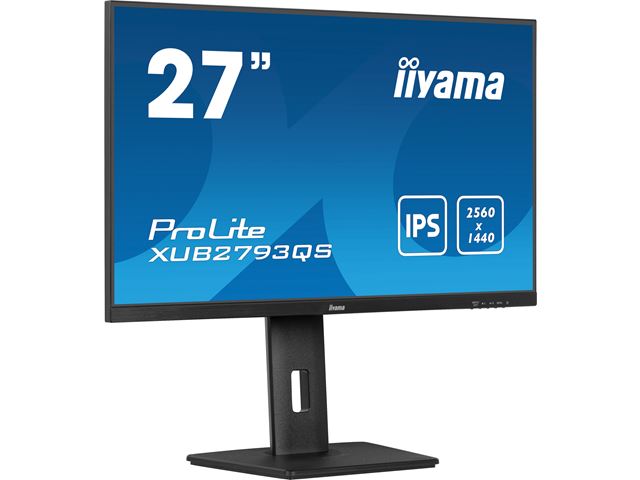 iiyama ProLite XUB2793QS-B7 height adjustable monitor, 3-side borderless, IPS, WQHD res, 100 Hz, HDMI, DisplayPort, Flicker free and Blue light reducer  image 2