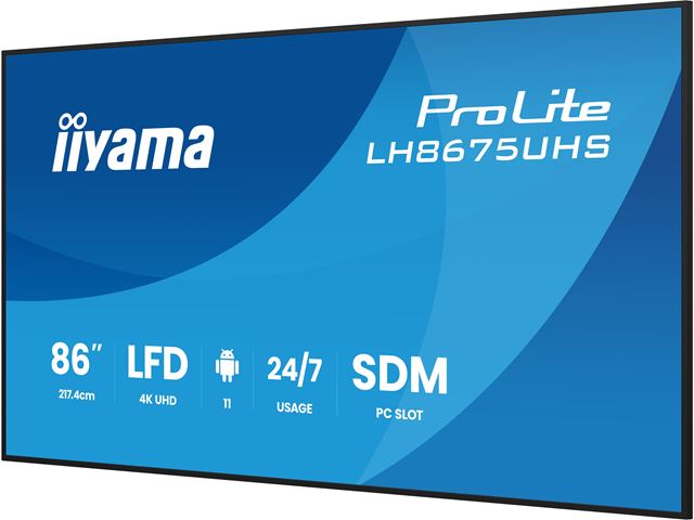 iiyama ProLite LH8675UHS-B2AG 86", 24/7, 4K, IPS, HDMI, landscape/portrait, Wifi, Android OS, signal FailOver, 500cd/m² high brightness, Anti-Glare image 5