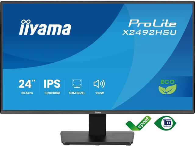 iiyama ProLite monitor X2492HSU-B1 24" IPS, 120Hz, Black, 4-side slim bezel and B energy class, HDMI, Display Port, USB Hub image 1