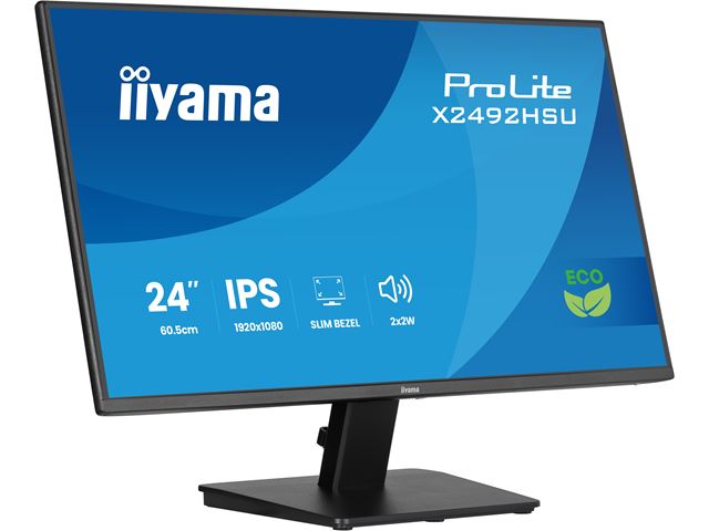 iiyama ProLite monitor X2492HSU-B1 24" IPS, 120Hz, Black, 4-side slim bezel and B energy class, HDMI, Display Port, USB Hub image 3