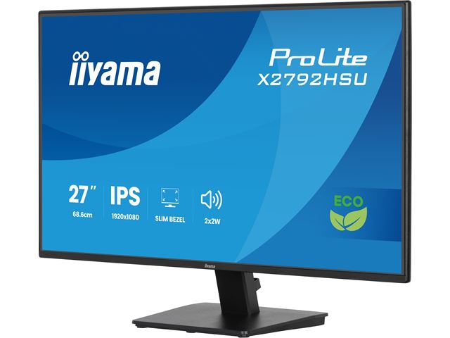 iiyama ProLite monitor X2792HSU-B1 27" IPS, 120Hz, Black, 4-side slim bezel and B energy class, HDMI, Display Port, USB Hub image 2