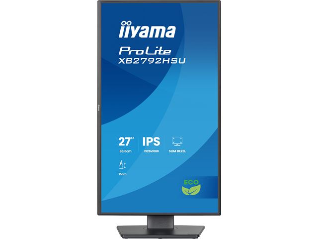 iiyama ProLite monitor XB2792HSU-B1 27" Height adjustable, IPS, 120Hz, Black, 4-side slim bezel and B energy class, HDMI, Display Port, USB Hub image 2
