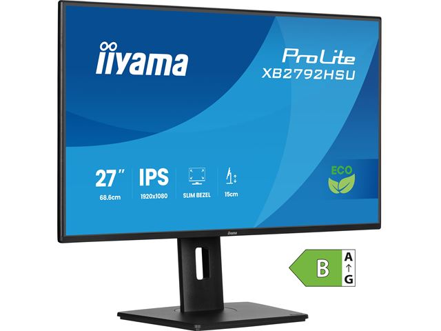 iiyama ProLite monitor XB2792HSU-B1 27" Height adjustable, IPS, 120Hz, Black, 4-side slim bezel and B energy class, HDMI, Display Port, USB Hub image 3