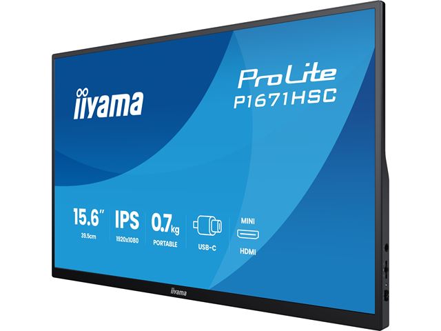 iiyama ProLite P1671HSC-B1 15.6″ IPS portable Full HD IPS monitor with USB‑C, built‑in speakers & leather cover image 4