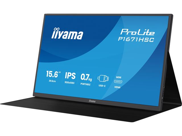 iiyama ProLite P1671HSC-B1 15.6″ IPS portable Full HD IPS monitor with USB‑C, built‑in speakers & leather cover image 5