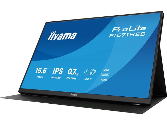 iiyama ProLite P1671HSC-B1 15.6″ IPS portable Full HD IPS monitor with USB‑C, built‑in speakers & leather cover image 6