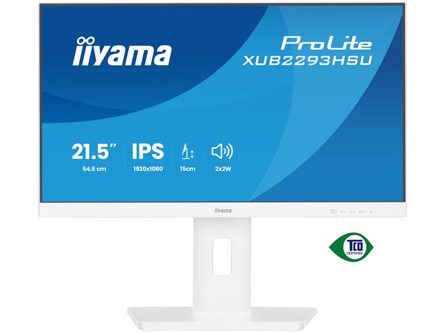 iiyama ProLite monitor XUB2293HSU-W7 22" IPS, White, 3-side borderless, Height Adjustable, Full HD, HDMI, 100hz refresh rate, USB Hub image 0