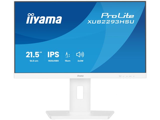 iiyama ProLite monitor XUB2293HSU-W7 22" IPS, White, 3-side borderless, Height Adjustable, Full HD, HDMI, 100hz refresh rate, USB Hub image 1