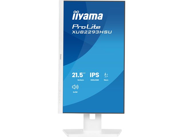 iiyama ProLite monitor XUB2293HSU-W7 22" IPS, White, 3-side borderless, Height Adjustable, Full HD, HDMI, 100hz refresh rate, USB Hub image 2