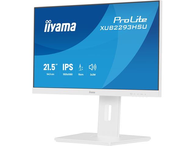 iiyama ProLite monitor XUB2293HSU-W7 22" IPS, White, 3-side borderless, Height Adjustable, Full HD, HDMI, 100hz refresh rate, USB Hub image 4