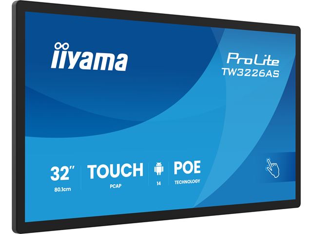 iiyama ProLite TW3226AS-B3P, 31.5” PCAP 10pt touchscreen PC with Android, PoE technology and iiSignage² image 2