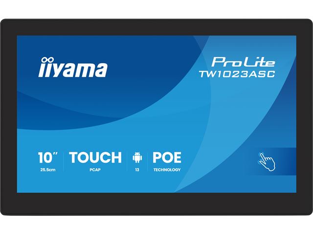 iiyama ProLite TW1023ASC-B3P, 10.1” PCAP 10pt touch screen with Android and Power over Ethernet Technology, iiSignage², Webcam/Mic image 0