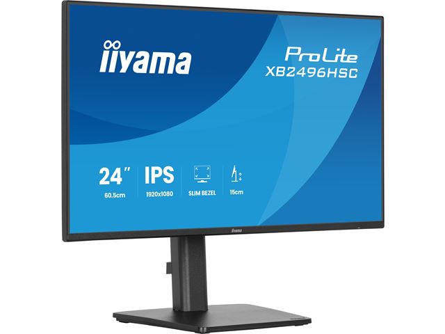iiyama ProLite monitor XB2496HSC-B1 24" IPS, Height Adjustable, 144Hz, Black, 4-side slim bezel and B energy class, USB-C, HDMI image 1