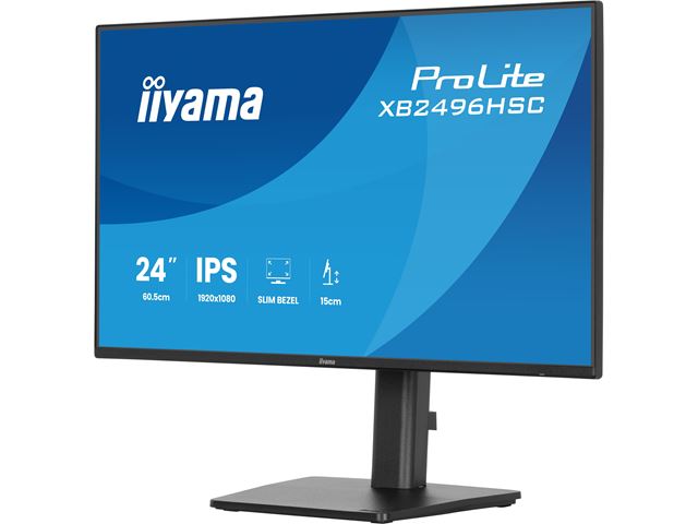 iiyama ProLite monitor XB2496HSC-B1 24" IPS, Height Adjustable, 144Hz, Black, 4-side slim bezel and B energy class, USB-C, HDMI image 2