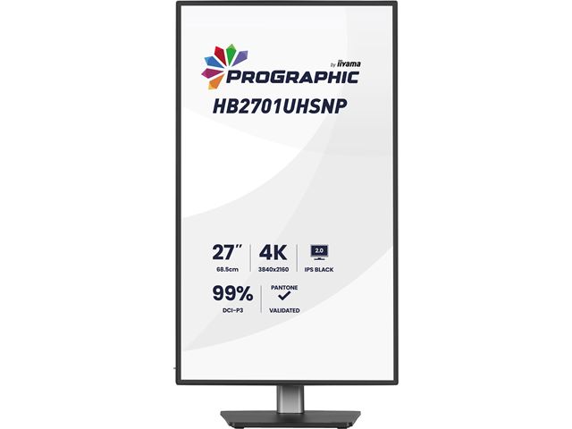 iiyama ProGraphic HB2701UHSNP-B1 monitor 27" IPS, 4K, QHD resolution, Height Adjustable, KVM switch, engineered for designers, photographers, and content creators  image 1