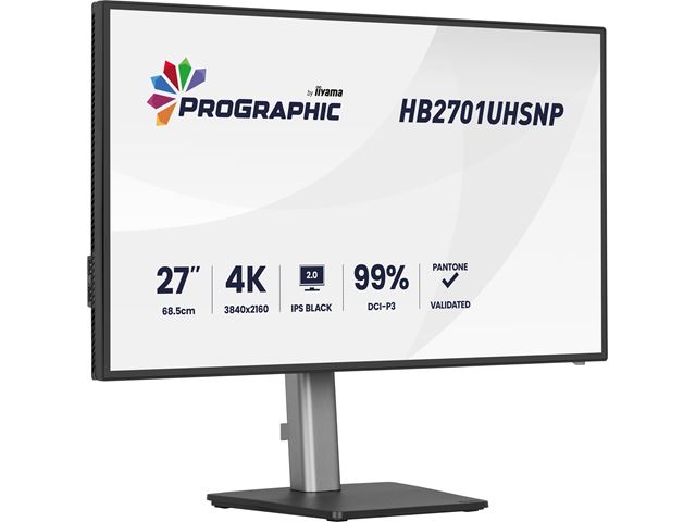 iiyama ProGraphic HB2701UHSNP-B1 monitor 27" IPS, 4K, QHD resolution, Height Adjustable, KVM switch, engineered for designers, photographers, and content creators  image 2