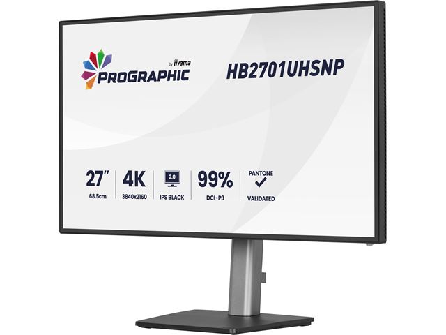 iiyama ProGraphic HB2701UHSNP-B1 monitor 27" IPS, 4K, QHD resolution, Height Adjustable, KVM switch, engineered for designers, photographers, and content creators  image 3