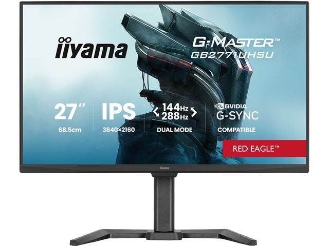 iiyama G-Master Red Eagle gaming monitor GB2771UHSU-B1 27" Black, 4-side Slim Bezel, IPS, max 288Hz, 0.8ms, 4K, FreeSync, HDMI, Display Port, USB Hub image 0