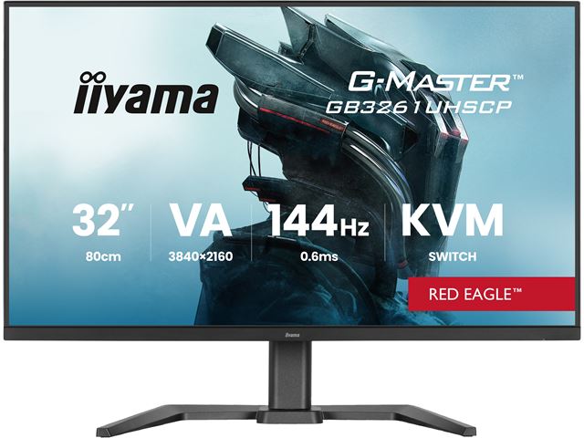 iiyama G-Master Red Eagle gaming monitor GB3261UHSCP-B1 32" Black, 4K, VA, 0.6ms, 144hz, USB-C, HDMI, KVM Switch, Display Port, Height Adjustable image 0