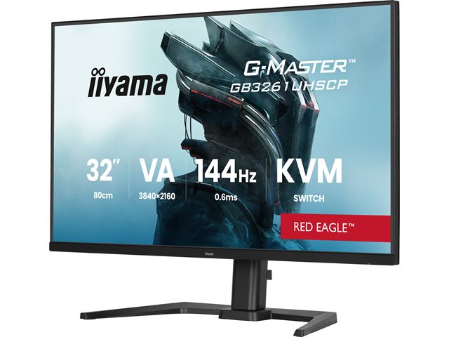 iiyama G-Master Red Eagle gaming monitor GB3261UHSCP-B1 32" Black, 4K, VA, 0.6ms, 144hz, USB-C, HDMI, KVM Switch, Display Port, Height Adjustable image 2